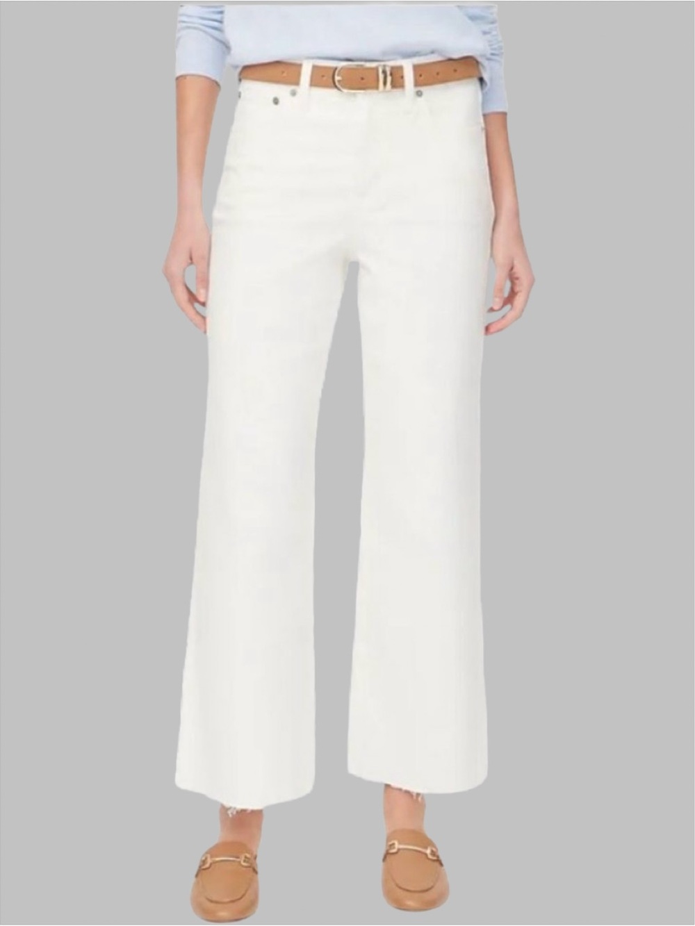 J. Crew Wide-Leg Crop All-Day Stretch Raw Hem Jeans 30